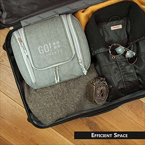 GO!elements® Bolsa de Aseo para Colgar Hombres y Mujeres | Neceser cosmético Hombre Grande Mujer para Maletas y Equipaje de Mano | Neceser de Viaje, Color:Gris