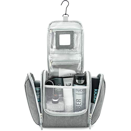 GO!elements® Bolsa de Aseo para Colgar Hombres y Mujeres | Neceser cosmético Hombre Grande Mujer para Maletas y Equipaje de Mano | Neceser de Viaje, Color:Gris