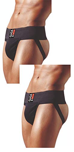 GoGA - Correa Deportiva para Hombre (algodón, con Bolsillo para Taza), Hombre, 2 Pack (Black), Extra-Small