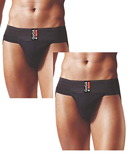 GoGA - Correa Deportiva para Hombre (algodón, con Bolsillo para Taza), Hombre, 2 Pack (Black), Extra-Small