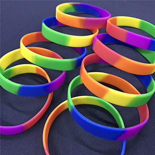 Gogo 10 pcs Rainbow Orgullo Pulseras de Silicona, Pulseras de Goma, Recuerdo de la Fiesta