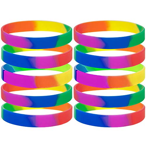 Gogo 10 pcs Rainbow Orgullo Pulseras de Silicona, Pulseras de Goma, Recuerdo de la Fiesta
