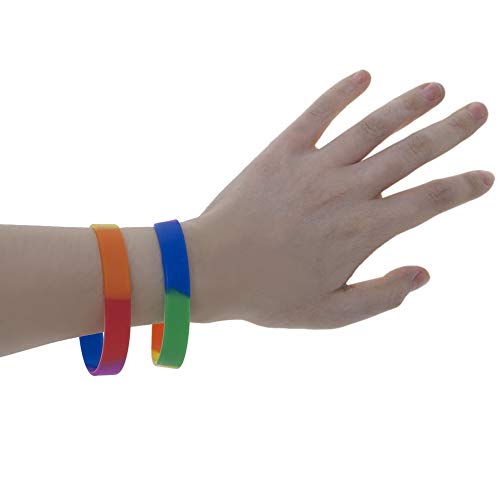 Gogo 10 pcs Rainbow Orgullo Pulseras de Silicona, Pulseras de Goma, Recuerdo de la Fiesta