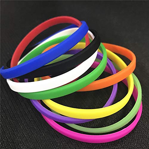 Gogo 100 Pulseras de Silicona Multicolor, Pulsera Delgada，Pulseras de Juguete, Deportes, Fiesta, decoración Diaria, Coincide con su Estado de ánimo