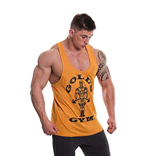 Gold´s Gym GGVST-003 Muscle Joe - Camiseta musculación para Hombre, Color Amarillo, Talla M