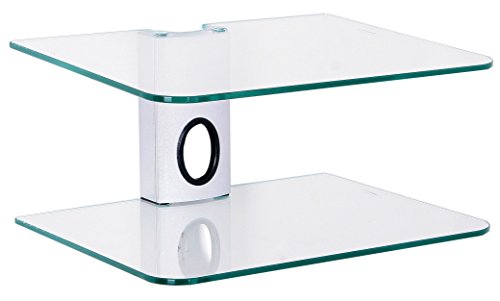 Goldline - Estantería o Soporte de Pared para Sky Box, DVD, etc, con 2 estantes suspendidos de Cristal (2 Shelf, Silver)