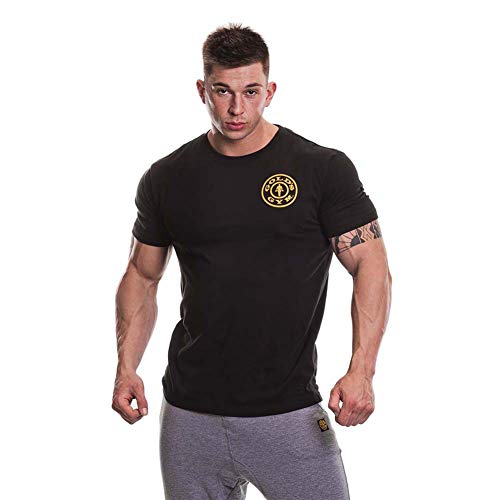 Gold's Gym El Gimnasio del Oro básico Pecho Izquierdo impresión Camiseta Negro Negro Talla:Mediano