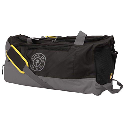 Gold's Gym UK - Bolsa de Deporte Unisex con Estampado de Contraste, Color Gris y Negro, Talla única