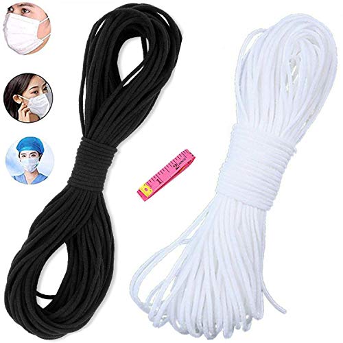 Goma Elastica Costura 2 piezas, Elastica Redondos Cintas Elásticas Costura Y Manualidades DIY Cordón Goma Elástico para Coser Ropa【3mm, 20m】