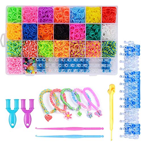 gomitas para pulseras,Loom Bands,Gomas para hacer pulseras,Caja Pulseras Gomas,Loom Kit para Pulseras,Kit de Pulseras de Goma (1)