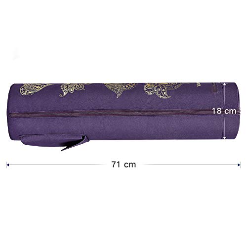 Gonex Bolsa para Colchoneta de Yoga, Funda Esterilla Yoga Ejercicios Fitness Duradera Tela Oxford Impermeable con 2 Bolsillos de Carga, Correa de Hombro Ajustable Extra Ancha Portátil (Morado)