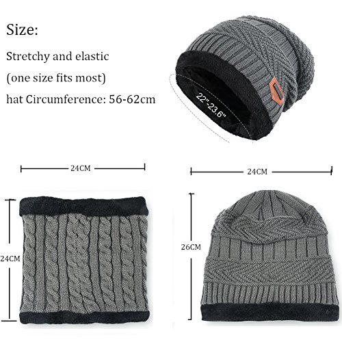 Goodbuy Gorro Invierno Hombre con Bufanda, Calentar Sombreros Gorras Beanie de Punto (Gris)