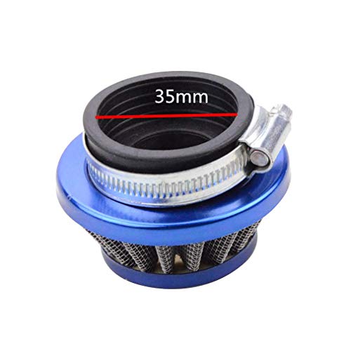 GOOFIT Filtro de Aire Conico Moto 35mm Aluminio Vertical Universal Pit Bike para 47cc 49cc 50cc 70cc 90cc 110cc 125cc Motocross Ciclomotor Pocket Bike Scooter Quad Azul