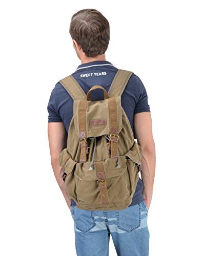 Gootium Bolso de lona vintage, Mochila Casual Clásica Unisex, Militar Verde