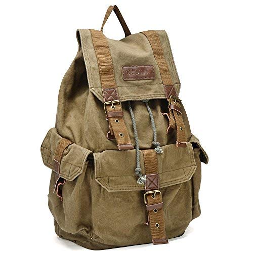 Gootium Bolso de lona vintage, Mochila Casual Clásica Unisex, Militar Verde