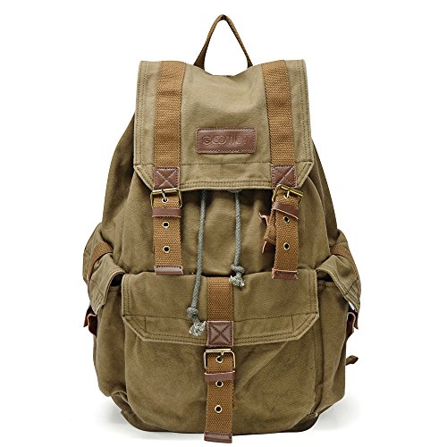 Gootium Bolso de lona vintage, Mochila Casual Clásica Unisex, Militar Verde