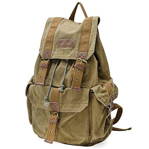 Gootium Bolso de lona vintage, Mochila Casual Clásica Unisex, Militar Verde