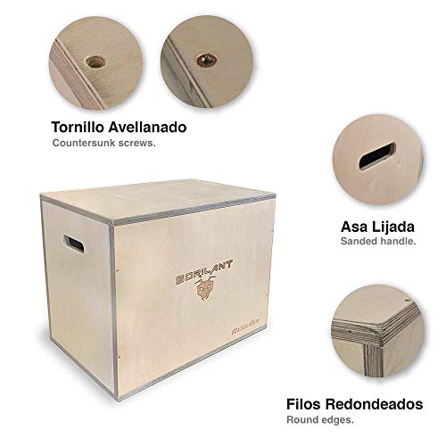 Gorilant - Cajon Pliometrico Madera de Abedul BB, Entrenamiento Crossfit, Plyo Box, cajón para Saltos, tamaño S, M, L (Cajon M 60x50x40)