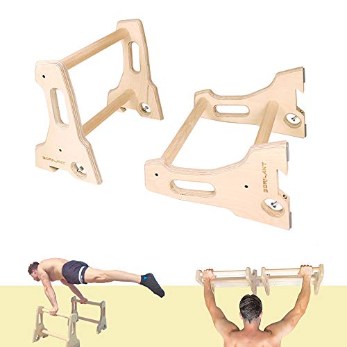 Gorilant®- Soporte para Flexiones, Barra de Dominadas, Barras Paralelas para calistenia o Entrenamiento en casa, colgado Pared con regleta, 40CM