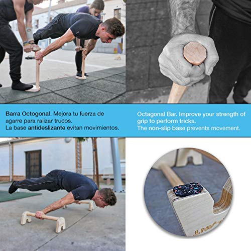 Gorilant - Soporte para Flexiones, Paralelas de Calistenia, Barra de Madera Haya, 45CM Entrenamiento en Parque, Crossfit