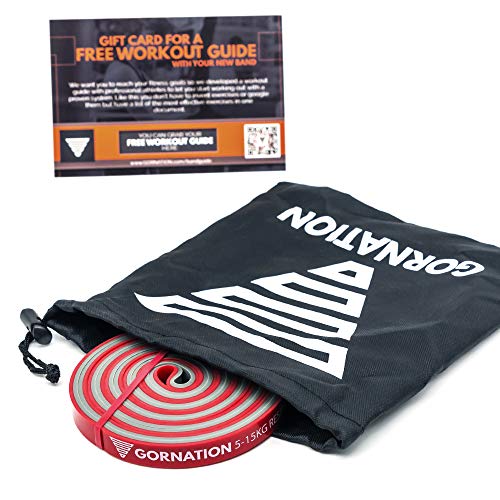 GORNATION Bandas de Resistencia Premium de Doble Capa con Curso de Video y Bolsa - Banda de Fitness para Crossfit, calistenia y Fitness (1 - Rojo (5-15kg Resistencia))