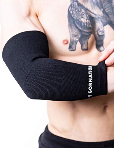 GORNATION Codo Vendaje para Hombres y Mujeres, protección por compresión para Codos en Calisthenics, Crossfit y Fitness (Large)