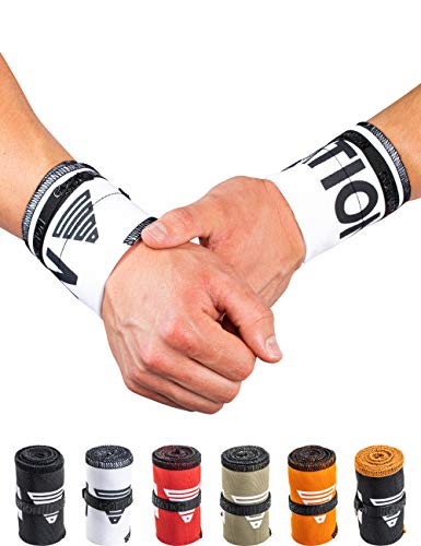 GORNATION® Muñequeras Gym Wrist Wraps Venda Muñeca por Calistenia/Calisthenics, Fitness, Crossfit, Entrenamiento de Peso Corporal Hombre y Mujer (Premium White)