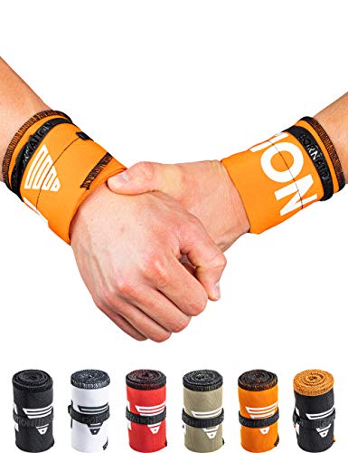 GORNATION® Muñequeras Gym Wrist Wraps Venda Muñeca por Calistenia/Calisthenics, Fitness, Crossfit, Entrenamiento de Peso Corporal Hombre y Mujer (Premium Orange)