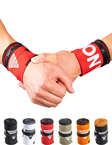 GORNATION® Muñequeras Gym Wrist Wraps Venda Muñeca por Calistenia/Calisthenics, Fitness, Crossfit, Entrenamiento de Peso Corporal Hombre y Mujer (Premium Red)