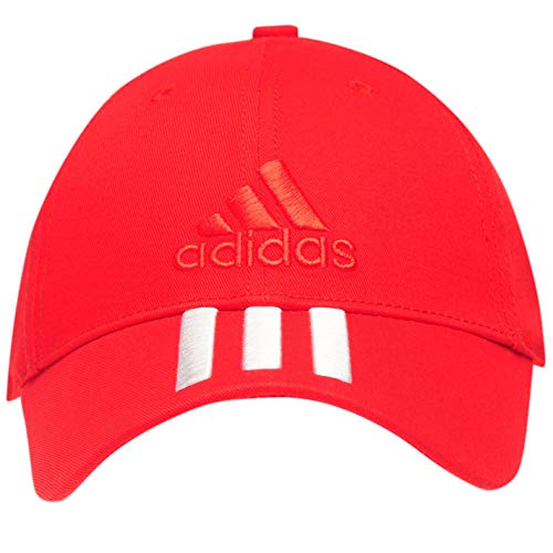 Gorra de béisbol Adidas para hombre, ajustable, diseño de 3 rayas, color rojo y blanco