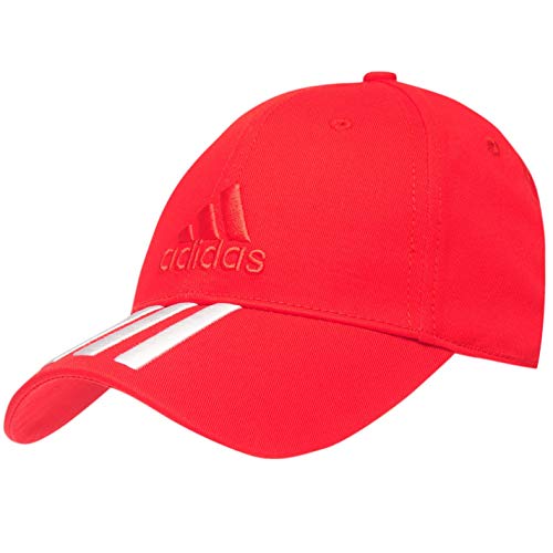 Gorra de béisbol Adidas para hombre, ajustable, diseño de 3 rayas, color rojo y blanco