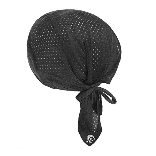 Gorro deportivo de secado rápido con protección UV, bandana de ciclismo para correr, bicicleta, motocicleta, calavera, gorro debajo del casco, color Malla negra., tamaño talla única