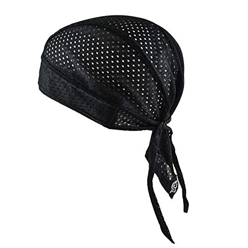 Gorro deportivo de secado rápido con protección UV, bandana de ciclismo para correr, bicicleta, motocicleta, calavera, gorro debajo del casco, color Malla negra., tamaño talla única