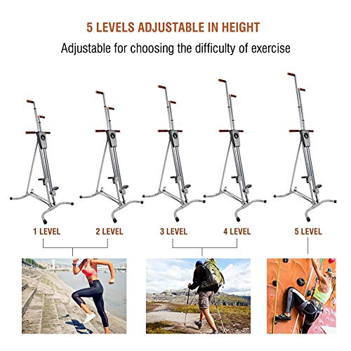 GOTOTO Máquina de Escalada Stepper Fitness Gravur Vertical Gym, Altura Ajustable, Antideslizante, Plegable, Carga máxima 200 kg, ejercitar Hombros, Espalda, Brazos y músculos Abdominales