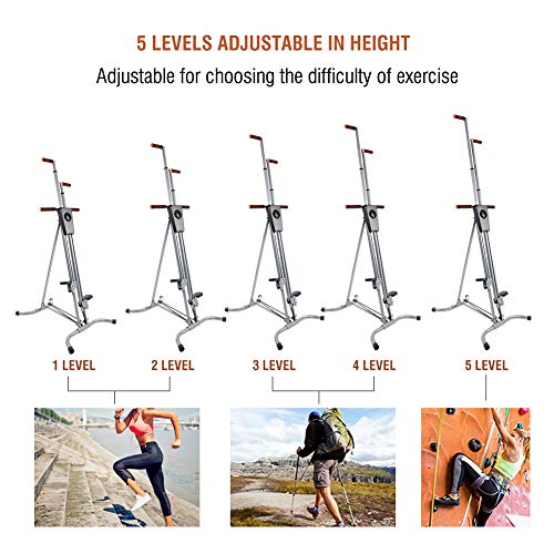 GOTOTOP Máquina de Escalada Marco de Acero para Trabajo Pesado Vertical Escalador Equipo de Ejercicio Cardio en Casa con Pantalla de Conteo Altura Ajustable