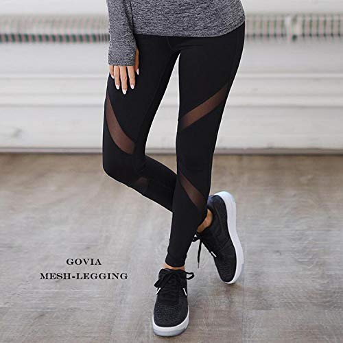 GoVIA Libella Mujer Ropa Deportiva Leggings Mesh Fitness Mujeres Yoga Pantalones Malla Costura Deporte Gym Medias 4132 Noir L/XL