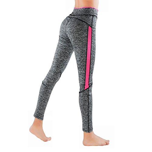 GoVIA L&K-II Leggins para Damas Pantalones Deportivos Largos para Training Running Yoga Fitness Transpirables con Cintura Alta 4113 Rosa S/M