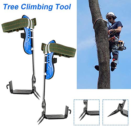 Grampones Para Trepar, 2 PCS Engranajes Set De Picos De Escalada De Árboles Cinturón De Seguridad Correa De Cuerda Ajustable Cinturón De Rescate