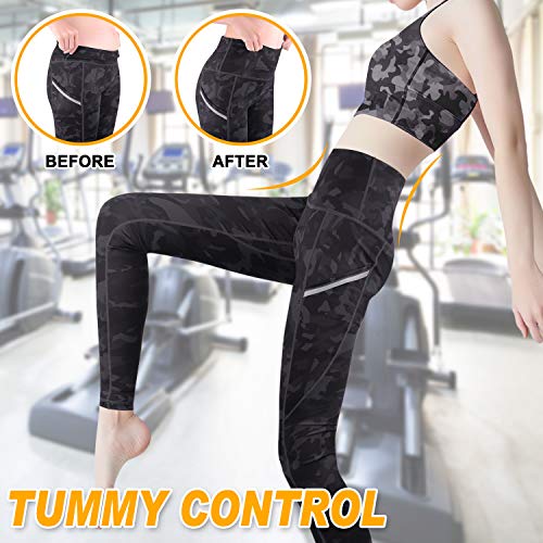 GRAT.UNIC Leggins Mujer de Yoga,Leggings Mujer Fitness,Mallas Deportivas de Mujer,Pantalones Elásticos de Yoga Con Bolsillos Laterales,Pantalón Deportivo para Mujer (Negro, M)