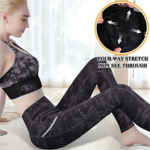 GRAT.UNIC Leggins Mujer de Yoga,Leggings Mujer Fitness,Mallas Deportivas de Mujer,Pantalones Elásticos de Yoga Con Bolsillos Laterales,Pantalón Deportivo para Mujer (Negro, M)