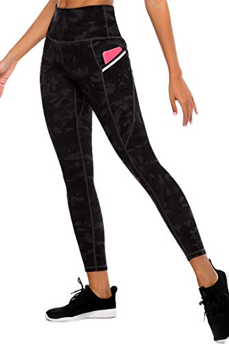 GRAT.UNIC Leggins Mujer de Yoga,Leggings Mujer Fitness,Mallas Deportivas de Mujer,Pantalones Elásticos de Yoga Con Bolsillos Laterales,Pantalón Deportivo para Mujer (Negro, M)