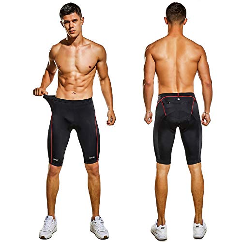 GRAT.UNIC Pantalones Cortos de Bicicleta,Shorts de Ciclismo,9D Padded Shorts,Gel de Silicona,Biker Shorts, Medio Pantalones para Bicicleta de Carretera (Negro&Rojo, XXL)