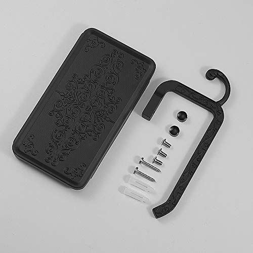 Gricol Portarrollos para Papel Higiénico Porta Rollos con Soporte para Teléfono Celular Toallero de Pared para Baño Estilo Retro Vintage (Negro)
