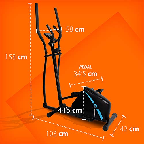 gridinlux. Bicicleta Elíptica Multifuncional. Doble Manillar Ergonómico, Pulsómetro, Pantalla LCD, Freno Magnético, Intensidad Regulable, 8 Niveles