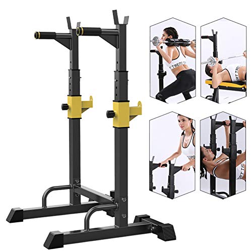 Grist CC Estante De Barra con Pesas Ajustable para Barbell, Squat Rack Stand Gym para Fitness, Multifuncional Robusto