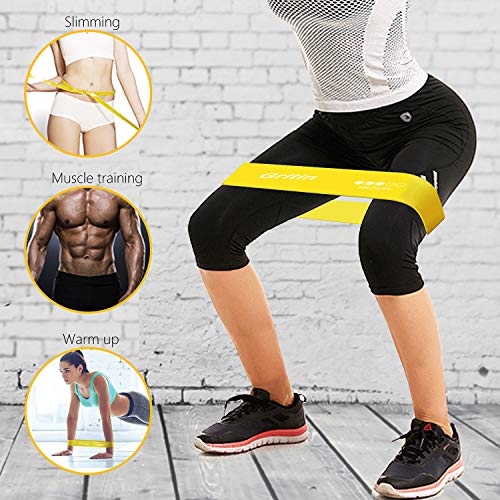 Gritin Bandas Elasticas de Fitness/Bandas de Resistencia, [Set de 5] Cintas Elásticas de Resistencia Hechas de Látex Natural y la Piel-amistosa con Bolsa de Almacenamiento