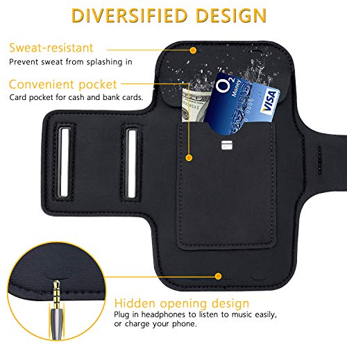 Gritin Brazalete Deportivo para Correr, Brazalete Móvil Deportivo Ajustable contra Sudor Correa de Extensión para iPhone 11 Pro/iPhone XS/X/iPhone 8/7/6/6s y Otros Teléfonos de Menos de 6.1"