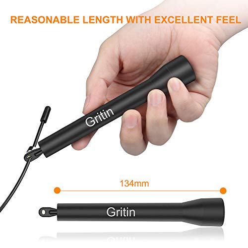 Gritin Cuerda para Saltar, 3M Comba Saltar Crossfit Alta Velocidad Longitud Ajustable Rodamiento Ligero con Bolsa Almacenamiento para Hombre Mujer Fitness Boxeo MMA HIIT y Quema Grasa