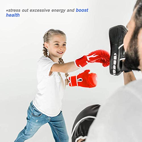 GROOFOO Guantes de Boxeo para Niños 4oz Entrenamiento Combate Guantes de Perforación per MMA Muay Thai Kick Boxing Età da 3 a 9 Anni - Rojo