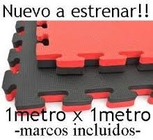 Grupo Contact Suelo Tatami Puzzle (Rojo/Negro), Medida 1 x 1 m. Grosor 2 y 2,5 cm. (Grosor 2 cm.)